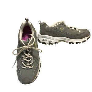 Skechers D'Lites Women's Athletic Sneakers Size 9.5 Gray Leather Activewear Gym